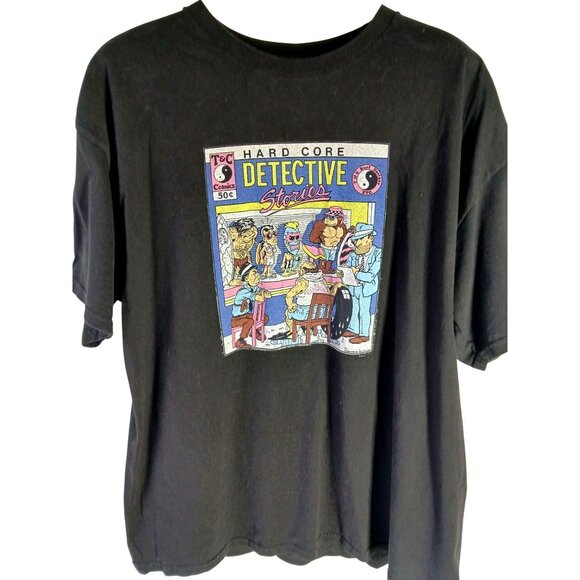 Vintage Alstyle Hard Core Detective Stories Graphic T Shirt Black Mens 2XL T C - Picture 4 of 16